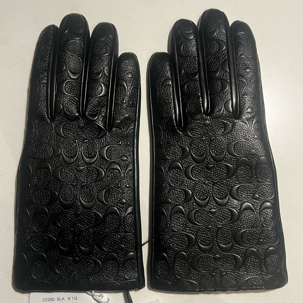 Coach Black Tech Leather Gloves